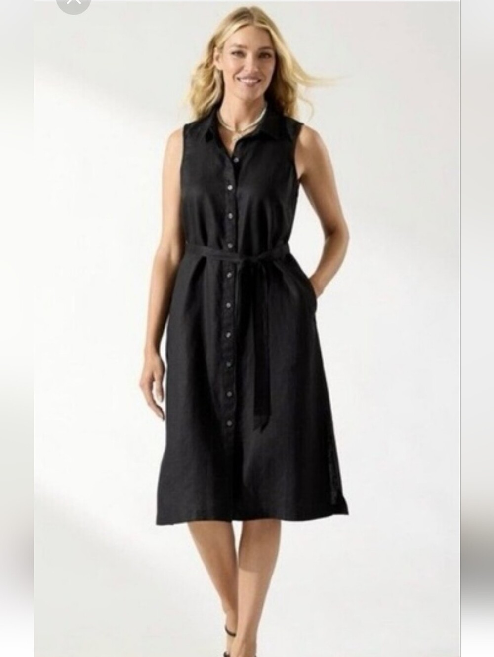 Tommy Bahama Black Two Palms Linen Shirt Dress